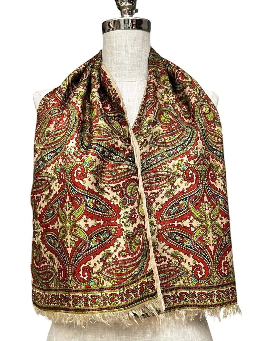 Vintage Glentex Silk Wool Paisley Scarf Made in Japan, 60s Mod Paisley Scarf